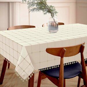 Table Cloth 55x86in Rectangle Cream/Lt. Gray